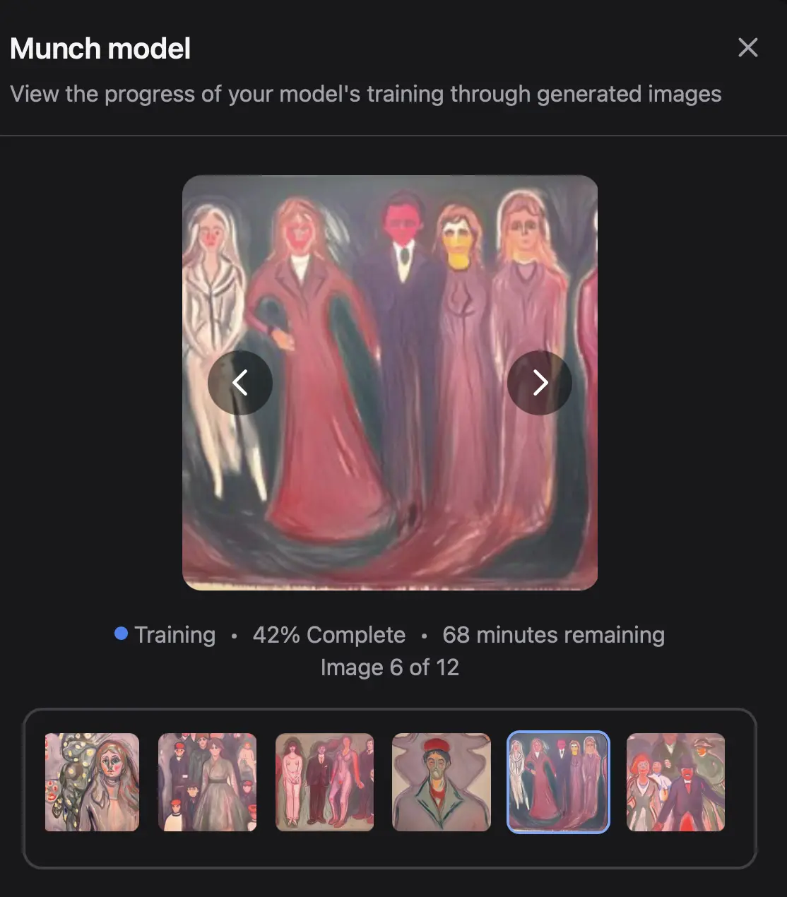 Training progress preview