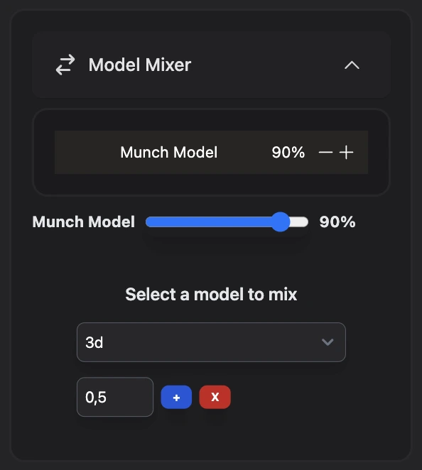 Model mixer interface